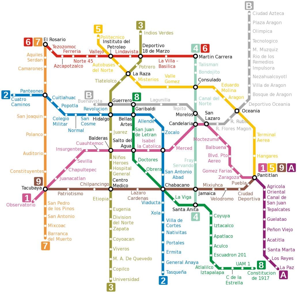 ਮੈਕਸੀਕੋ ਸਿਟੀ tube ਨਕਸ਼ਾ