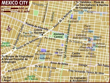 centro historico ਮੈਕਸੀਕੋ ਸ਼ਹਿਰ ਦਾ ਨਕਸ਼ਾ
